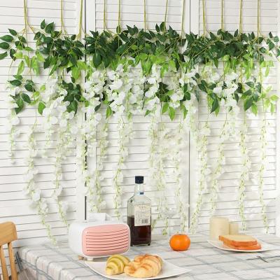 China White Wisteria Garland Hanging Flower White Wedding / Room Decoration / Party Wedding Flowers White Wisteria for sale