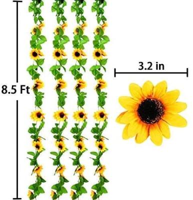 China Natural Touch Artificial Sunflower Garland Sunflowers Vine With Green Leaves Hanging Sunflowers for Wedding Garden Decoration for sale