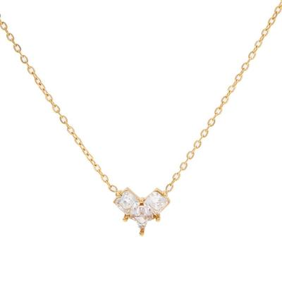 China Other 2023 New Style Clear Zircon Tasty Heart 18K PVD Gold Plated Stainless Steel Heart Pendant Necklace for sale