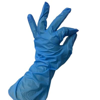 China Factory Direct Sales Blue Vinyl/Nitrile Glove China Dishwasher Household Anti-Slip Blending Long Working Cleaning Gloves for sale