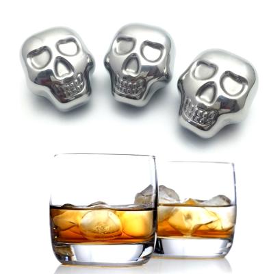 China Disposable Skull Form Stainless Steel Ice Cubes For Whiskey Ice Cubes Accept Customized Stainless Steel Whiskey Stones for sale