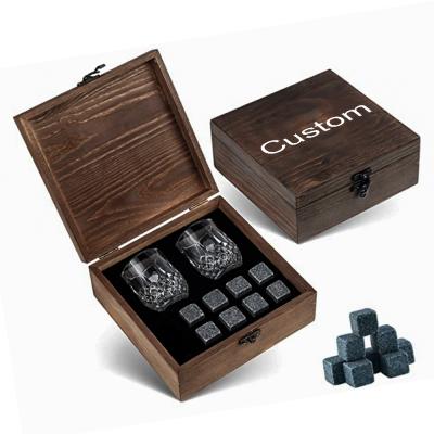 China New Design Disposable Basalt Stone Ice Rock Competitive Whiskey Stones Whiskey Accessories 2 Crytal Shot Glasses High End Professional for sale