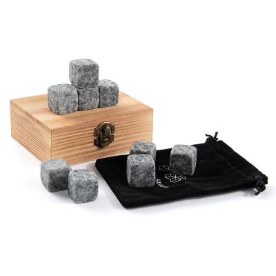 China Disposable Hot Sale 9 PCS Whiskey Ice Stones Upright Gift Set With And Wooden Box For Bar Accessories Black Marble Multi Shaped for sale