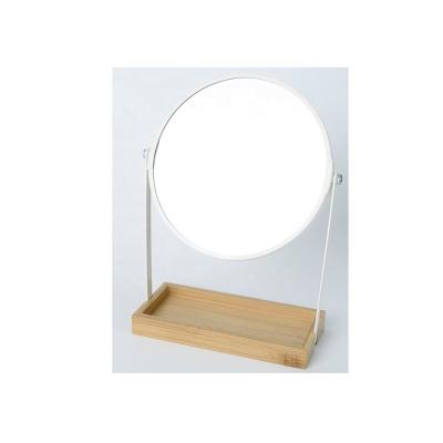 China Magnifying high quality nature and glass mirror black metal with bamboo lightweight and not easy to break cosmetic mirror for sale