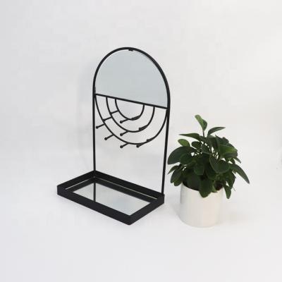 China Wholesale Special Black Vanity Metal Frame Customized Metal Shape Storage Containers Hanging Makeup Mirror In Amazon for sale