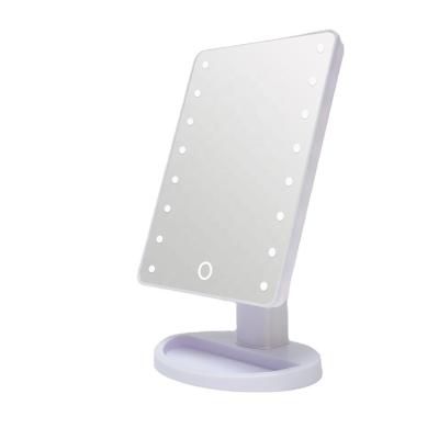 China USB Lighted Desk LED Cosmetic Mirror In Round Shape Cute Makeup Dressing Table Mirror With Tray for sale