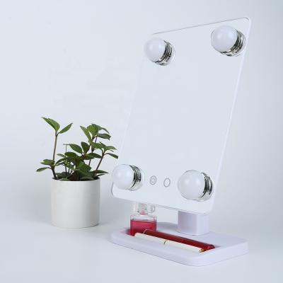 China Original Clear LED Vanity Table Mirror Lighted Smart Touch Screen Led Makeup Mirror Private Label Light Makeup Mirror With Drawers for sale