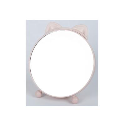 China Custom Hot Fashion White And Pink PP And Fashion All-match Cartoon Table Rack Storage Glass Mirror for sale