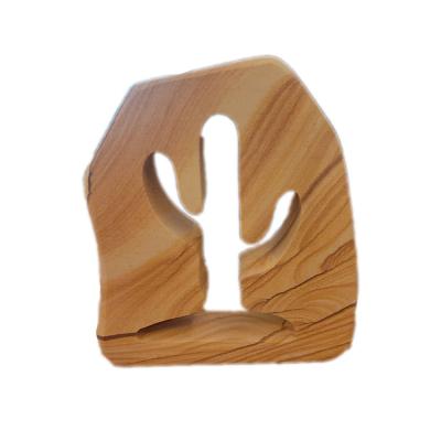 China Home Decorations Modern Custom Cactus Shape Sandstone Marble Decorative Ornament for sale