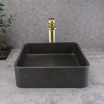 China Easy Clean European concrete sink model square concrete art basin in dark modern eco-friendly concrete bathroom sink for sale