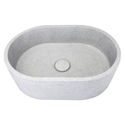 China Easy Clean Modern style handcrafted oval wash basin with concrete sink installed above wash hand counter for sale