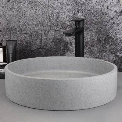 China Easy Clean Hotel simple grey round concrete art basin countertop wash basin concrete sink for sale