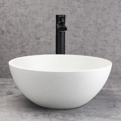 China Easy Clean Small round white apartment concrete washbasin apartment concrete bathroom sink for sale