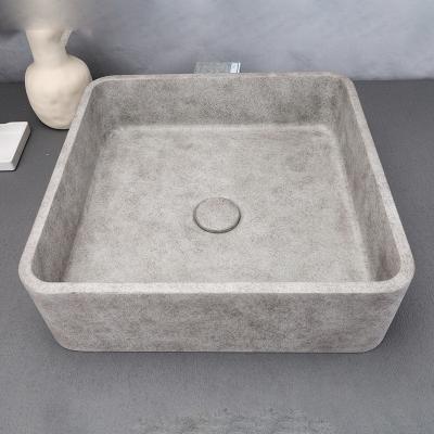 China Easy Clean Industrial simple style decoration project rectangular washbasin bathroom environmental protection concrete sink wash cement bas for sale