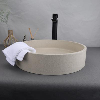 China Easy Clean Round concrete sandstone villa bathroom stone wash basin Modern bathroom concrete sink for sale