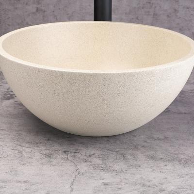 China Easy Clean Mini round basin yellow concrete bathroom above counter basin practical industrial rental room table basin for sale