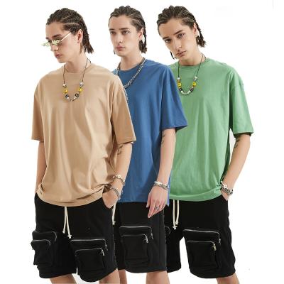 China 2022 New Men's 190gsm Cotton Breathable Off-shoulder Solid Color Loose 100% T-shirt For Men for sale