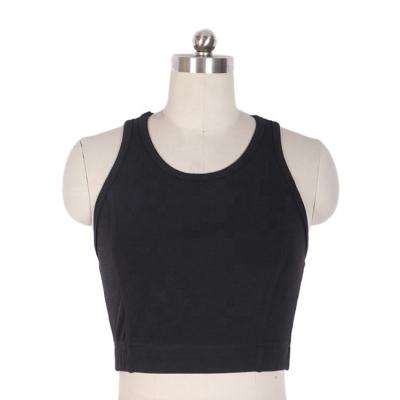 China 2020 Hot Sale OEM Anti-pilling Women's Yoga Culture Bamboo Eco-friendly Black Top With Back Runner for sale