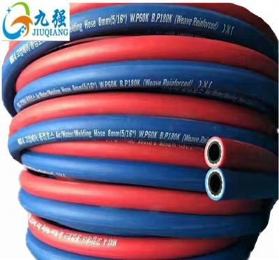 China Widely used to convey oxygen and acetylene gas for welding. Blue Red 6mm 8mm 20 Bar Oxygen Acetylene Welding Pipe Twin Rubber Welding Hose for sale