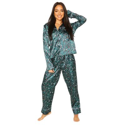 China ME762 QUICK DRY Silk Pajamas Women Long Sheath Pants Printing Women's Sleepwear for sale