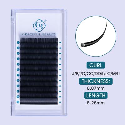 China Long 0.07 Natural High Quality Faux Silk Korean Pbt Private Label Lashes Different Natural Long Classic Eyelash Extensions - Buy Individual for sale