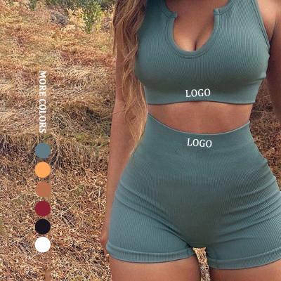 China 2021 Custom Breathable Logo Sports Suit New Yoga Set Women Teams Clothing Gaiters With Sports Bra Two Piece Set for sale