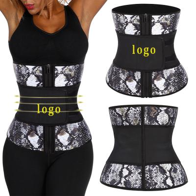 China 7 Cheap High Quality Breathable Steel Boned Snake Printing Logo Belt Women Latex Waist Trainer Slim for sale