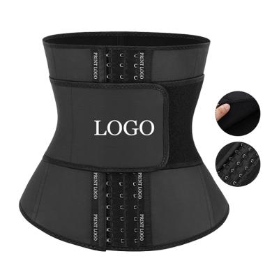 China NEW Antibacterial Custom Logo Antibacterial Custom Compression Adjustable 3 Hooks Women Tummy Control Fat Lose Weight Latex Waist Trainer Shaper for sale