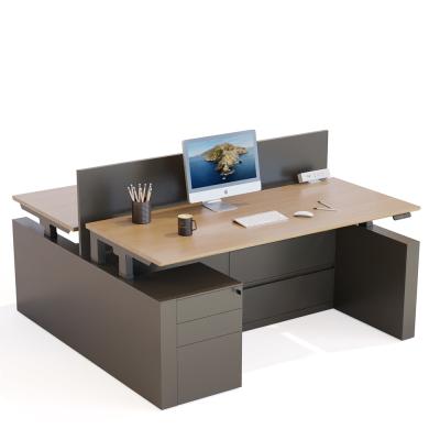 China 2022 New Arrival 2 Person Height Adjustable Office Workstation 2022 (Height) Adjustable With Large Drawer Space for sale