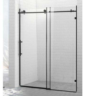 China Modern Overhang Large Roller EX Tempered Glass Adjustable Glass Shower Door 8mm 10mm Clear Black 820 OEM Stainless Steel Main Frame for sale