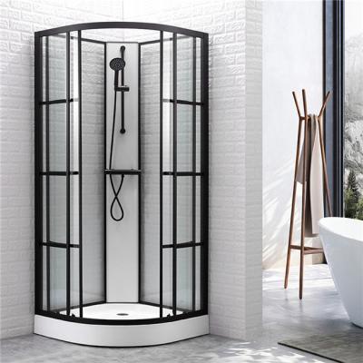 China Modern Bathroom Corner 2 Sided Sliding Black Aluminum Frame Shower Room 832NF for sale