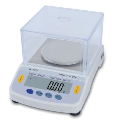 China Lab High Precise Electronic Balance 300g 500g 600g 1000g 1200g 1500g 0.01g with Acrylic Windscreen and RS232 270*170*80mm for sale