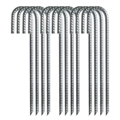 China Heavy Industry Amazon 12 Inch 8pk Swing Fence Galvanized Heavy Duty Anchor Bolt Tent Pegs J-Hook Tent Rebar Stakes Rebar Stakes for sale