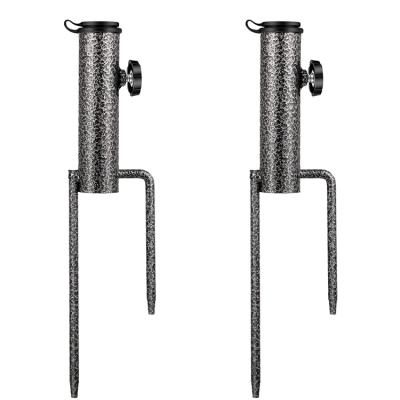 China Modern Patio Umbrella Holder Beach Metal Ground Grass Screw Holder Steel Brackets with 2 Forks Safe Use Umbrella Stake Sand Anchor for sale