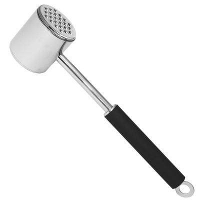 China Double Sided Meat Tenderizer Tool Stainless Steel Meat Hammer Pounder Comfort Heavy Duty Grip Handle Double Sided Mallet for sale