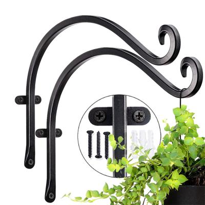 China Sturdy Factory Hangers Sturdy Indoor Outdoor 12in Metal Wall Heavy Duty Plant Hangs Decorative Black Wind Chimes Plant Hanging Bracket for sale