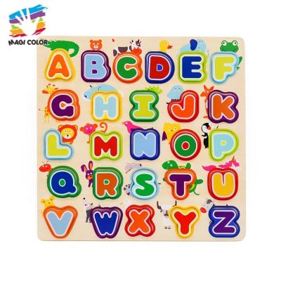 China Cartoon Toy Ready To Ship Baby Educational Wooden Toy Animal Alphabet Puzzle For Early Learning W14B113 for sale