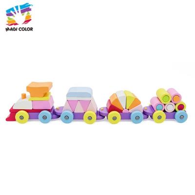 China For Kids Play Ready To Board Train Educational Wooden Stacking Toy For Children W04A392 for sale