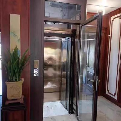 China 304 roestvrij staal cabine hydraulische lift met 3m overhead vrij en 14,5m maximale hoogte Te koop