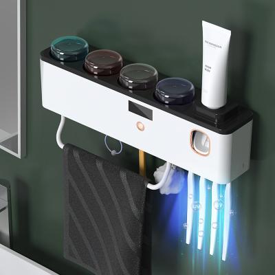 China Home.Hotel.Bathroom.Shower Room BEYLUN Toothbrush Holder Wall Mounted Toothbrush Holder with Automatic Toothpaste Dispenser Kit with 2/3/4 Slots for sale