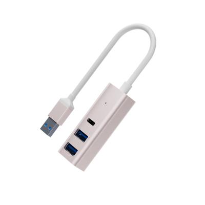 China PC Flame Retardant Material Multi Port 3 in 1 USB Type-C Type-C USB-A 3.0 High Transmission Speed ​​5Gbps 3 Port Data Hub for Laptop for sale