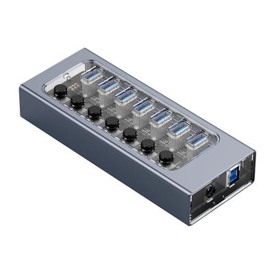 China PC Fireproof Material New Design Portable 7-port USB 3.0 independent switch Hub high transmission speed 5Gbps multi port usb hub for laptop for sale