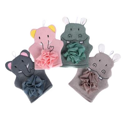 China EXFOLIATE Wholesale Bath Ball Flower Shower Tool Exfoliating Scrubber Sponge Bath Glove Cartoon Makeup Remover for sale