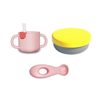 China Toddler Silicone Tableware Set Customized Logo Microwave Steamable Newborn Feeding Set for sale