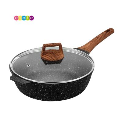 China Amazon Best Seller ESLITE Rustic LIFE Nonstick Saute Pan Granite Coating Kitchen Deep Frying Pan With Lid for sale