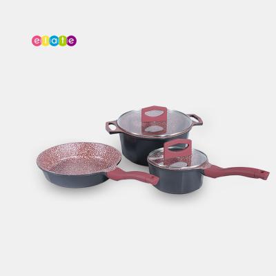 China Sustainable Granite Cookware Pot Set Cast Aluminum Non Stick Cookware Set for sale