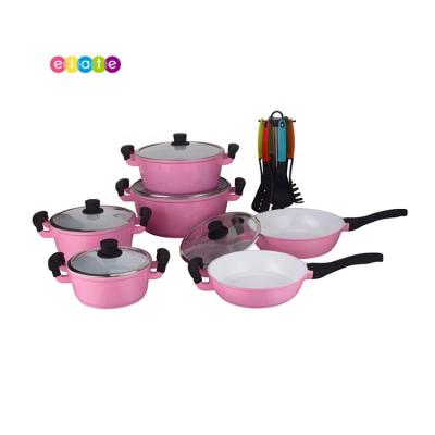 China Sustainable high quality cookware sets 15piece non-stick kitchen cookware set cooking pot cookware set for sale