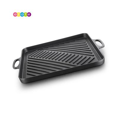 China Long Lasting 32cm 36cm Aluminum Die Cast Double Frying Pan Double Grill Pan Barbecue Pan Grill Pan for sale