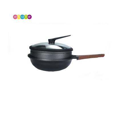 China Sustainable Aluminum Marble Frying Pan Cooking Frying Pan Oilless Wok Pan for sale