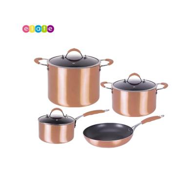 China Sustainable Aluminum Kitchenware Cookware Set Casserole 7pc Cookware Set for sale